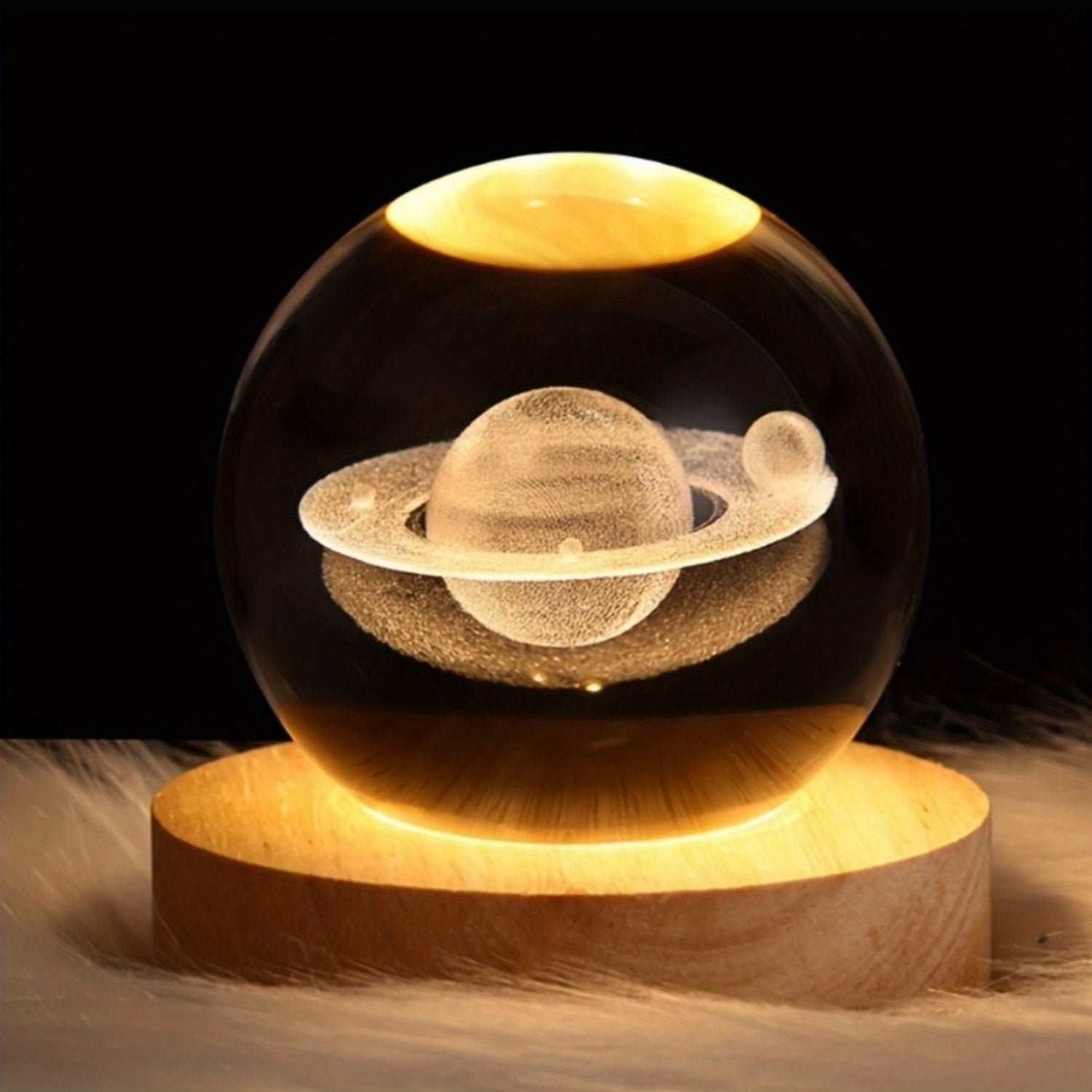 Veilleuse cristal verre boule 3D