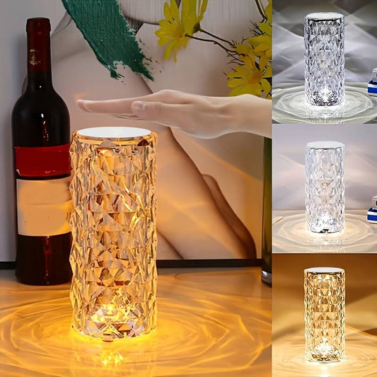 Lampe de table en cristal diamant avec contrôle tactile de changement de couleur