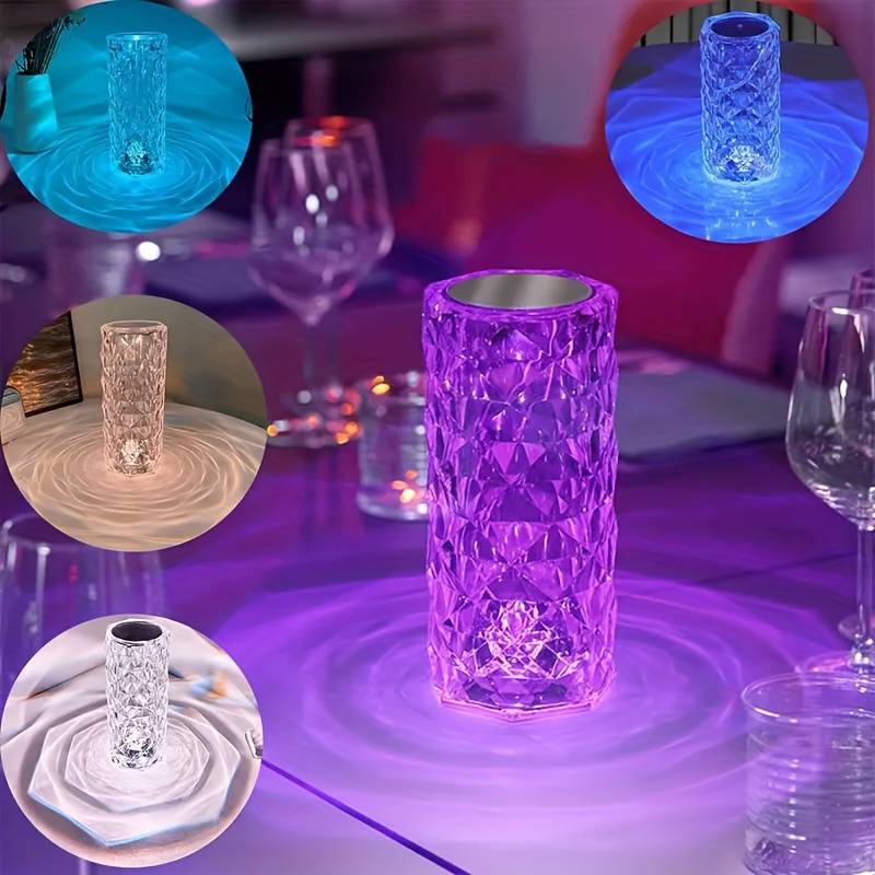 Lampe de table en cristal diamant avec contrôle tactile de changement de couleur