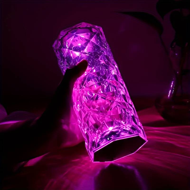 Lampe de table en cristal diamant avec contrôle tactile de changement de couleur