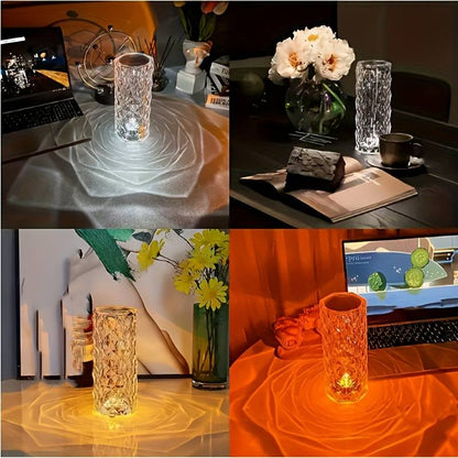 Lampe de table en cristal diamant avec contrôle tactile de changement de couleur